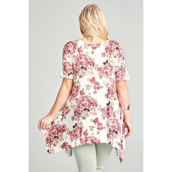 Oddi Floral Sharkbite Tunic, Off White - Picture 4 of 4